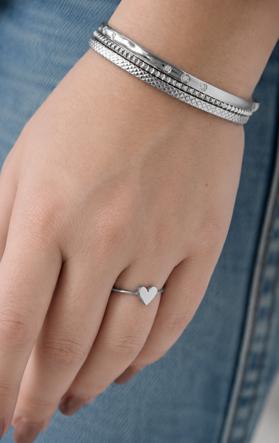 Herz Ring Edelstahl Silber