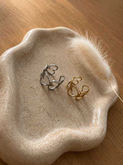 Herz Ring Edelstahl Gold oder Silber