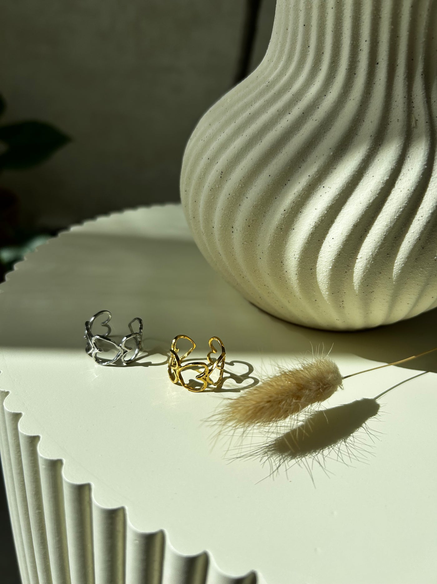 Herz Ring Edelstahl Gold oder Silber
