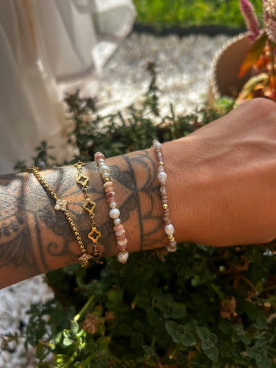 Zartes Perlen Armband Beige