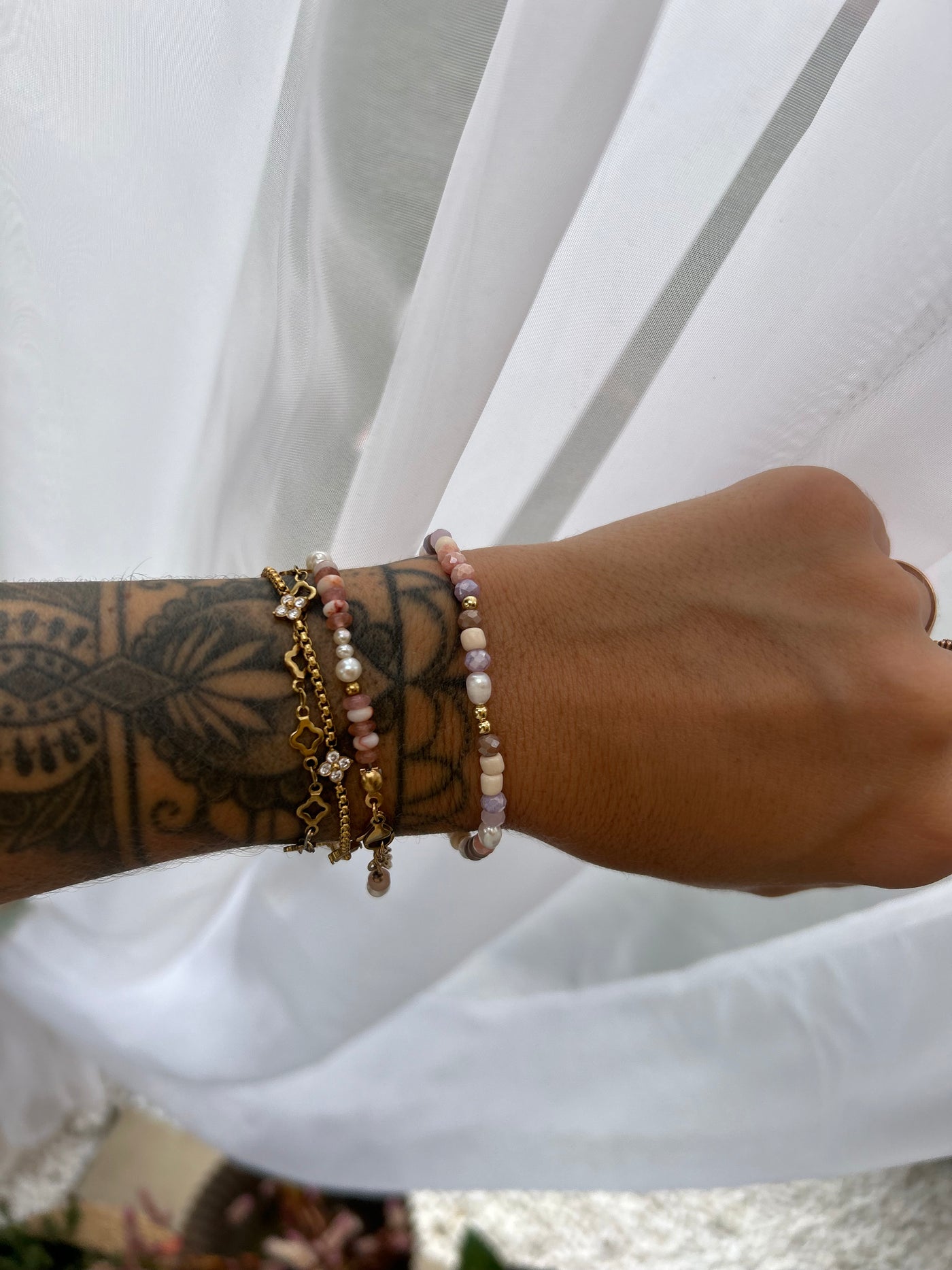 Zartes Perlen Armband Rosé